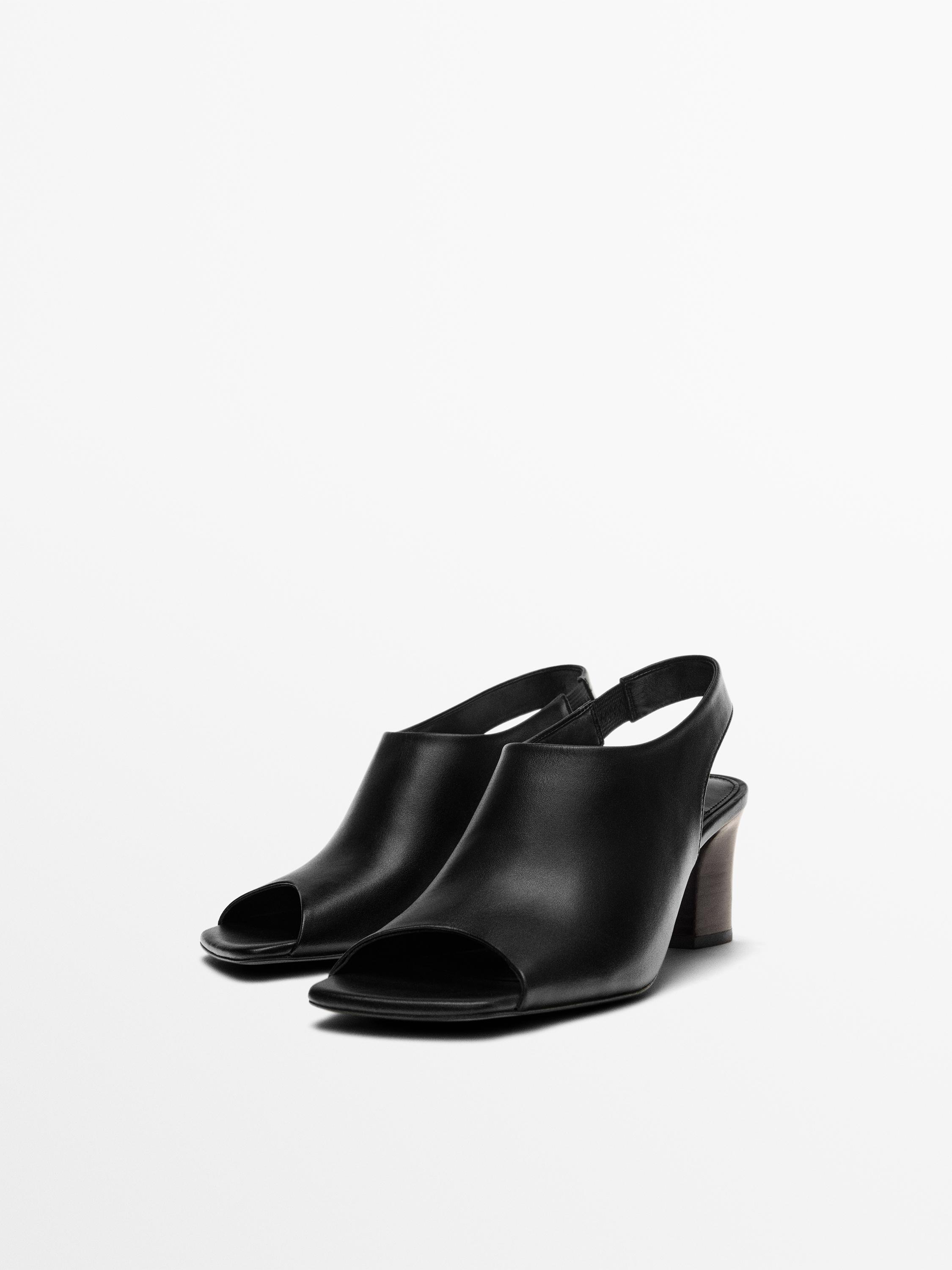Sandale cuir talon large